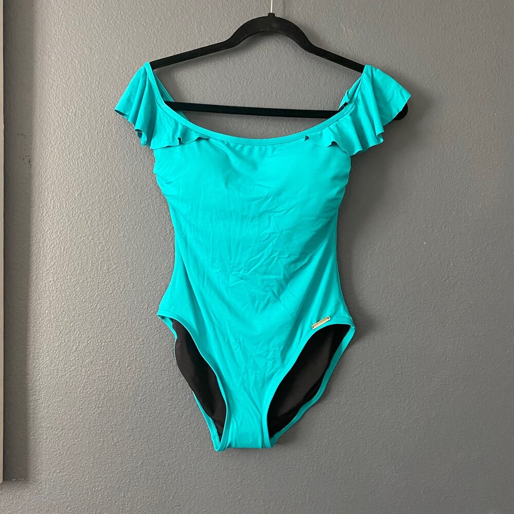 One Piece Swimsuit Vince Camuto lagoon strapless teal size 6